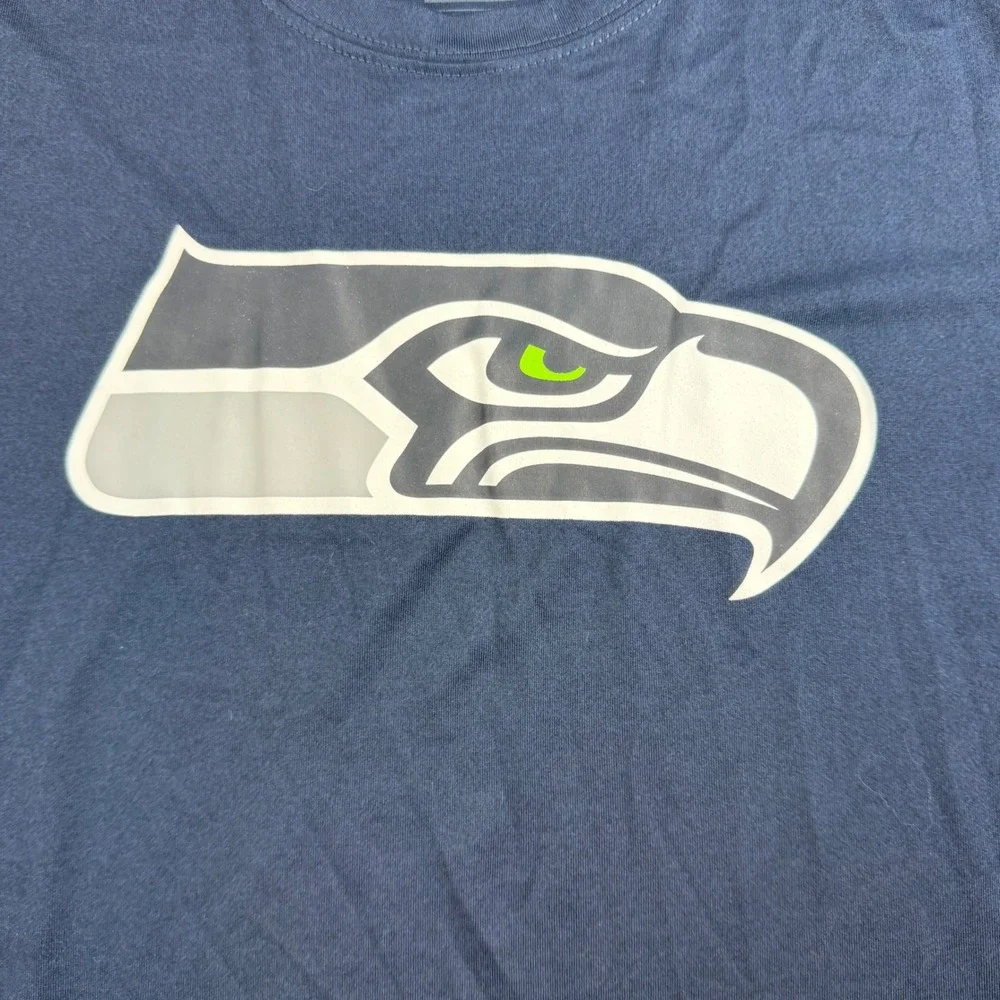 Nike Seattle Seahawks T-Shirt Men's Medium Navy Blue Dri-Fit Logo Athletic Tee